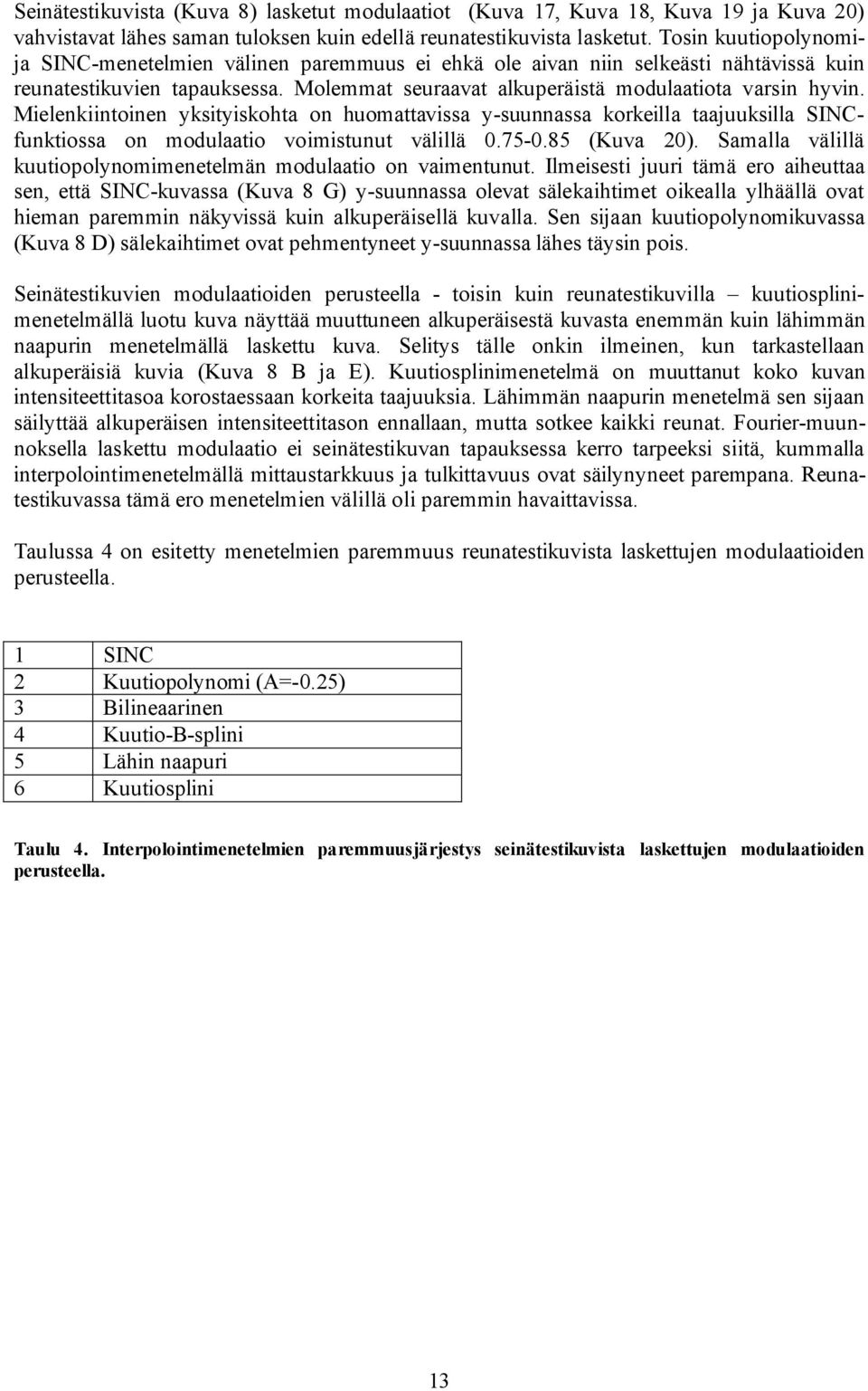 Ilm juur ämä ro hu n, ä SINC-kuv (Kuv 8 G) y-uunn olv älkhm okll ylhäällä ov hmn prmmn näkyvä kun lkuprällä kuvll. Sn jn kuuopolynomkuv (Kuv 8 D) älkhm ov phmnyn y-uunn läh äyn po.