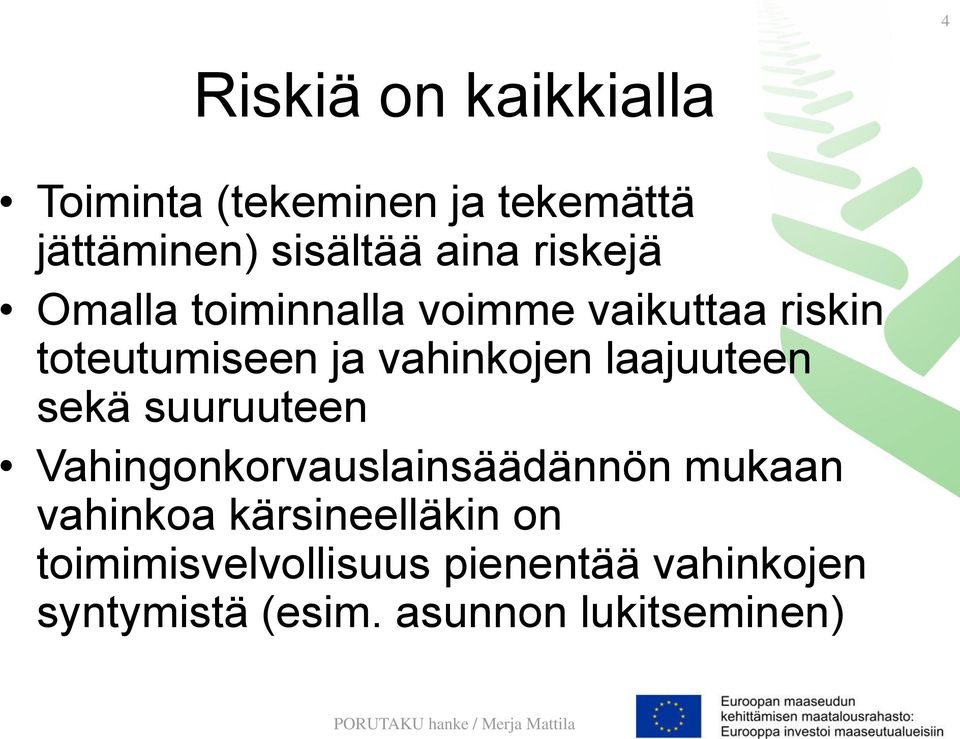 laajuuteen sekä suuruuteen Vahingonkorvauslainsäädännön mukaan vahinkoa