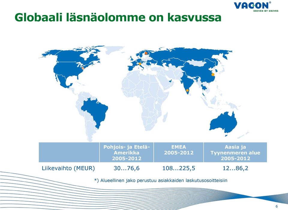 perustuu asiakkaiden laskutusosoitteisiin Aasia ja