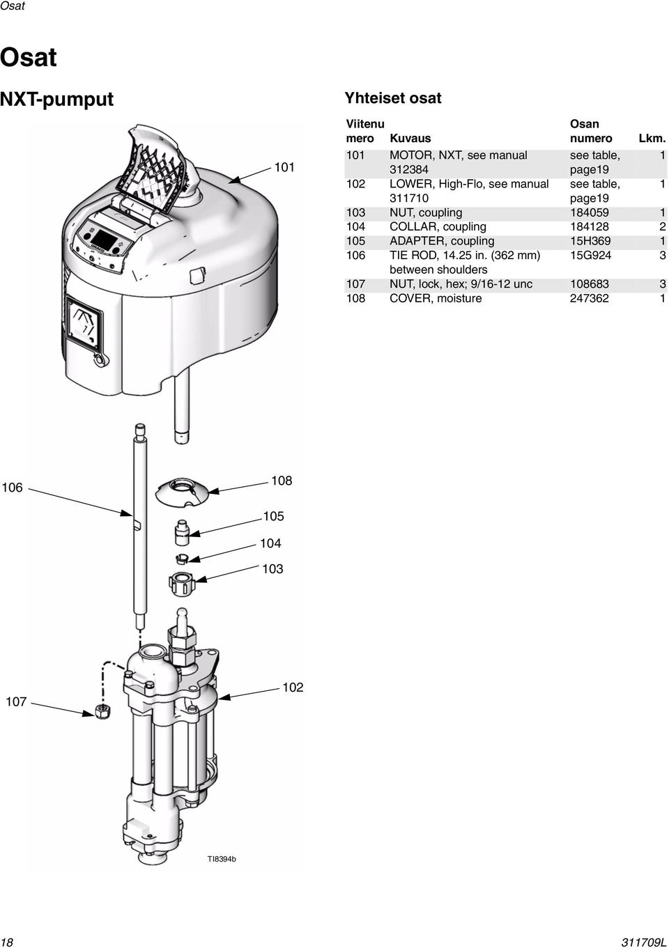 1 311710 page19 103 NUT, coupling 184059 1 104 COLLAR, coupling 184128 2 105 ADAPTER, coupling 15H369 1 106 TIE