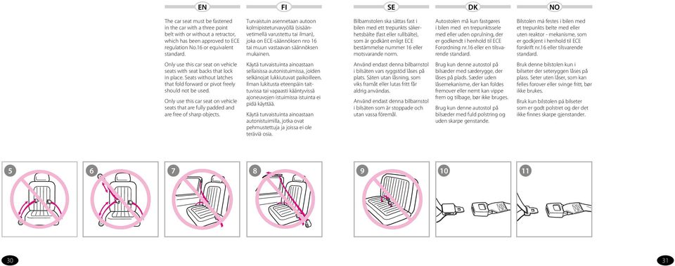 Only use this car seat on vehicle seats that are fully padded and are free of sharp objects.