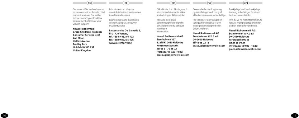 turvallisesta käytöstä. Lisäneuvoja saatte paikallisilta viranomaisilta tai ajoneuvon maahantuojalta. Lastentarvike Oy, Sarkatie 3, -070 Vantaa, tel. +358 9 85 05 0 fax.+358 9 85 05 46 www.