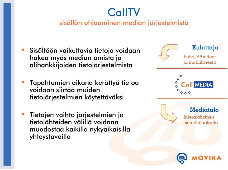 tietoa voidaan siirtää muiden tietojärjestelmien käytettäväksi Tietojen vaihto