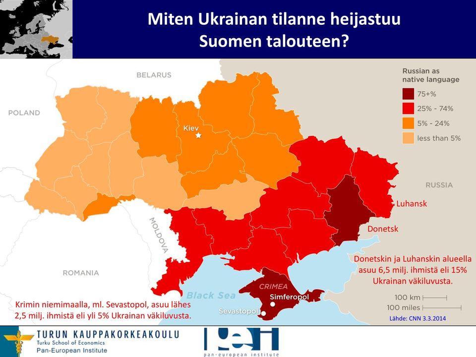 ihmistä eli 15% Ukrainan väkiluvusta. Krimin niemimaalla, ml.