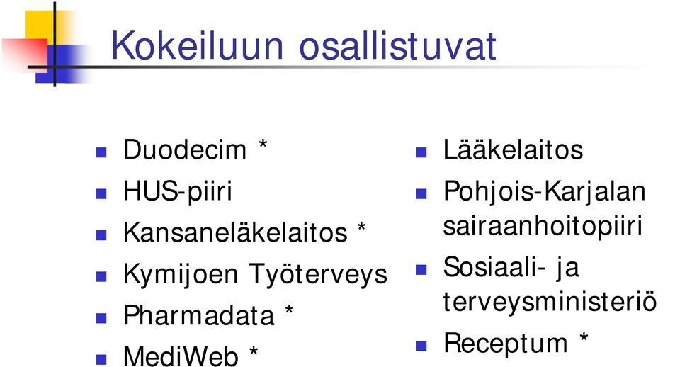 Pharmadata * MediWeb * Lääkelaitos