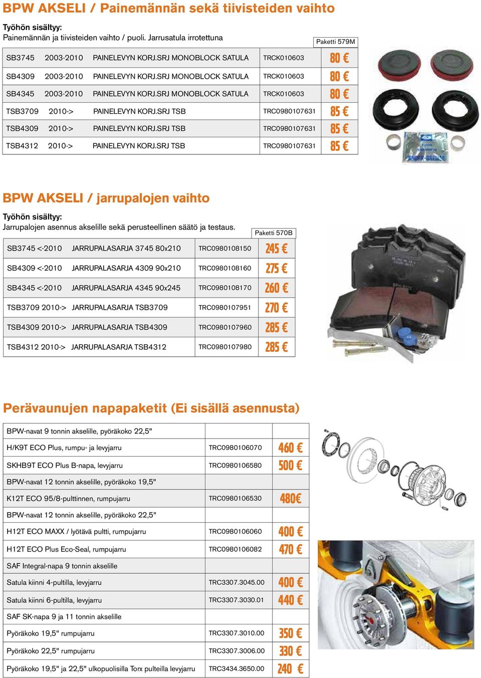 SRJ MONOBLOCK SATULA TRCK010603 80 TSB3709 2010-> PAINELEVYN KORJ.SRJ TSB TRC0980107631 85 TSB4309 2010-> PAINELEVYN KORJ.SRJ TSB TRC0980107631 85 TSB4312 2010-> PAINELEVYN KORJ.