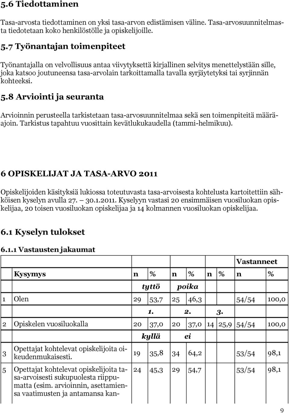 syrjinnän kohteeksi. 5.8 Arviointi ja seuranta Arvioinnin perusteella tarkistetaan tasa-arvosuunnitelmaa sekä sen toimenpiteitä määräajoin.