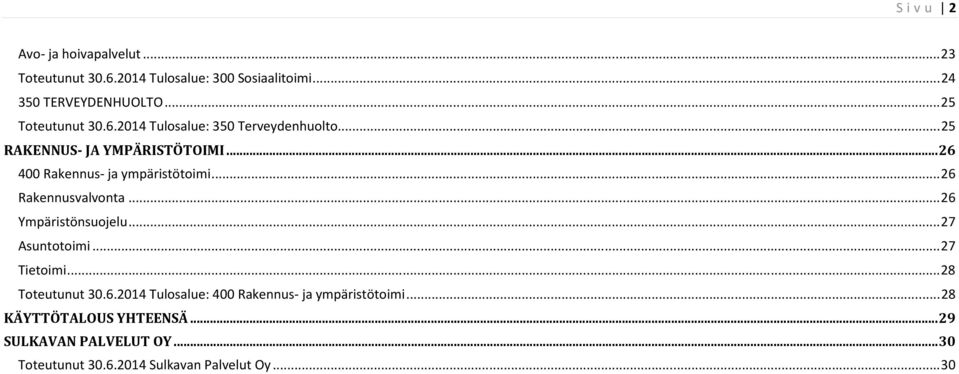 .. 26 400 Rakennus- ja ympäristötoimi... 26 Rakennusvalvonta... 26 Ympäristönsuojelu... 27 Asuntotoimi... 27 Tietoimi.