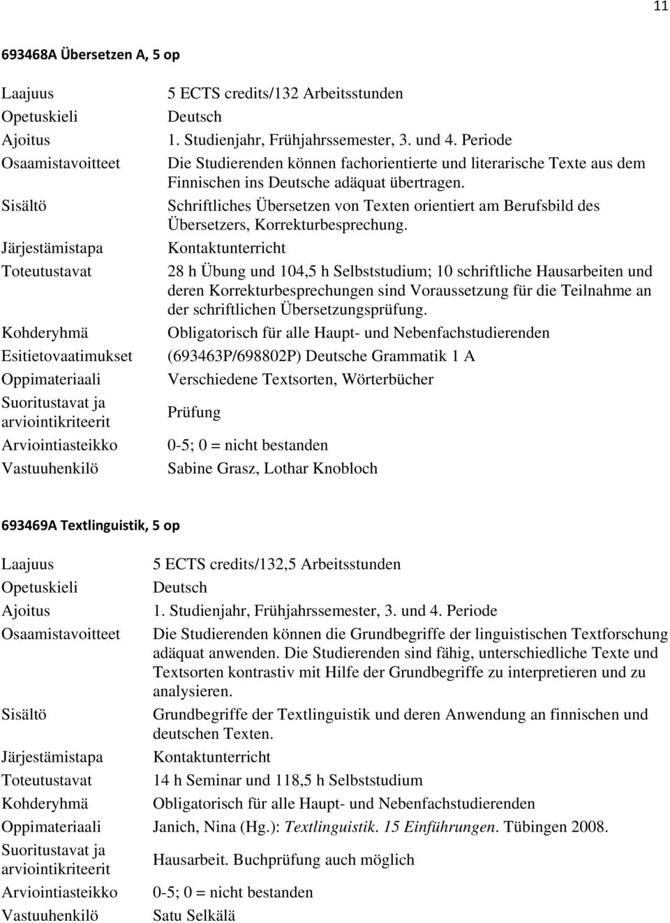 Schriftliches Übersetzen von Texten orientiert am Berufsbild des Übersetzers, Korrekturbesprechung.