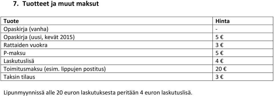 Laskutuslisä 4 Toimitusmaksu (esim.