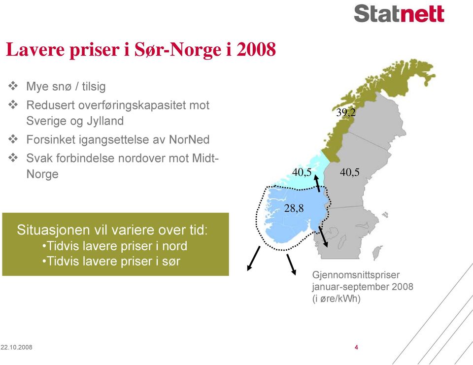 Midt- Norge 39,2 40,5 40,5 28,8 Situasjonen vil variere over tid: Tidvis lavere