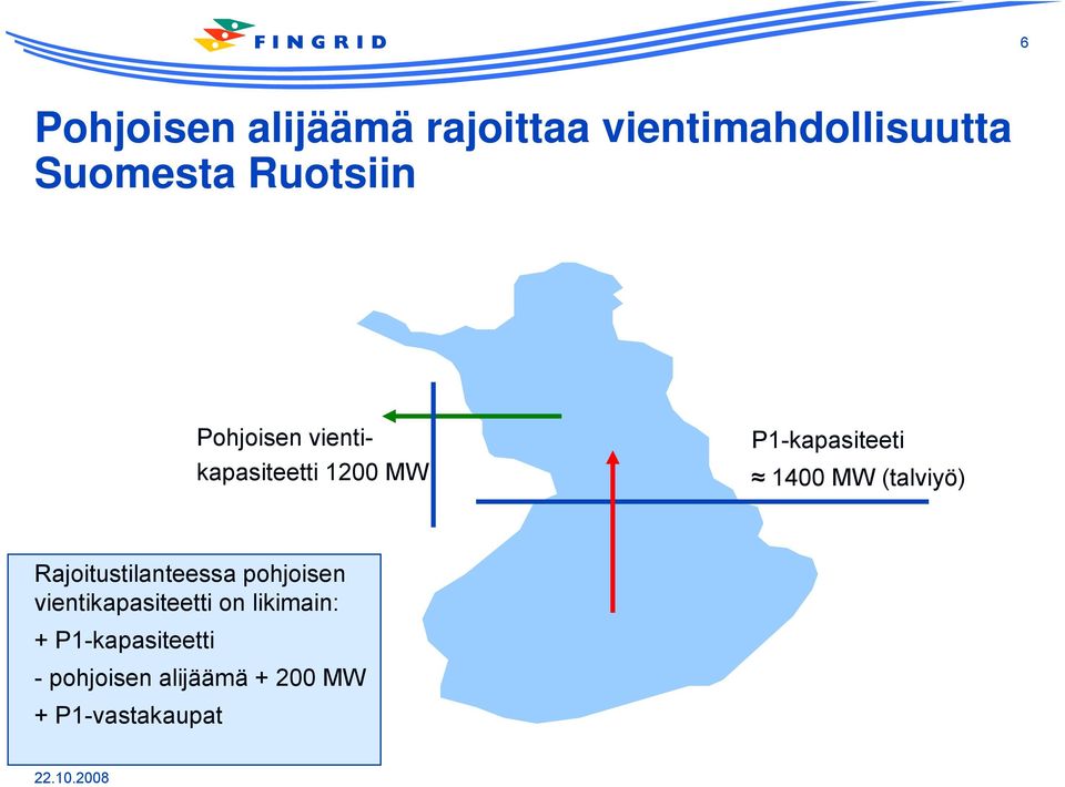 MW (talviyö) Rajoitustilanteessa pohjoisen vientikapasiteetti on