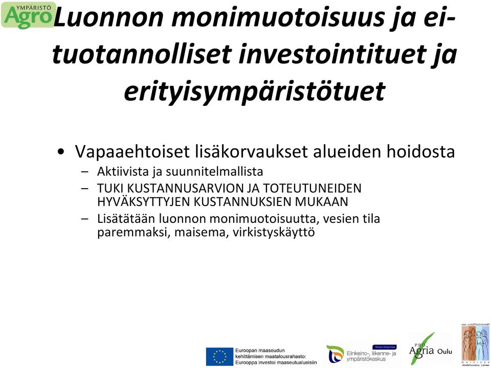 ja suunnitelmallista TUKI KUSTANNUSARVION JA TOTEUTUNEIDEN HYVÄKSYTTYJEN
