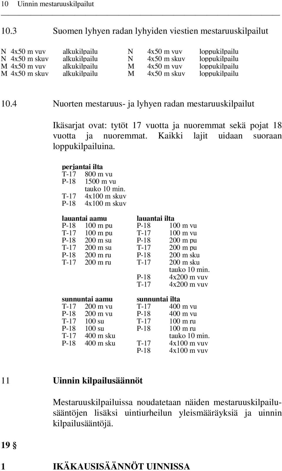 m vuv loppukilpailu M 4x50 m skuv alkukilpailu M 4x50 m skuv loppukilpailu 10.