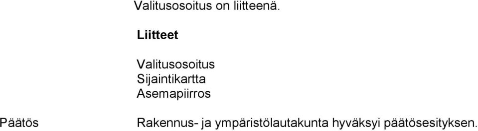 Sijaintikartta Asemapiirros Päätös