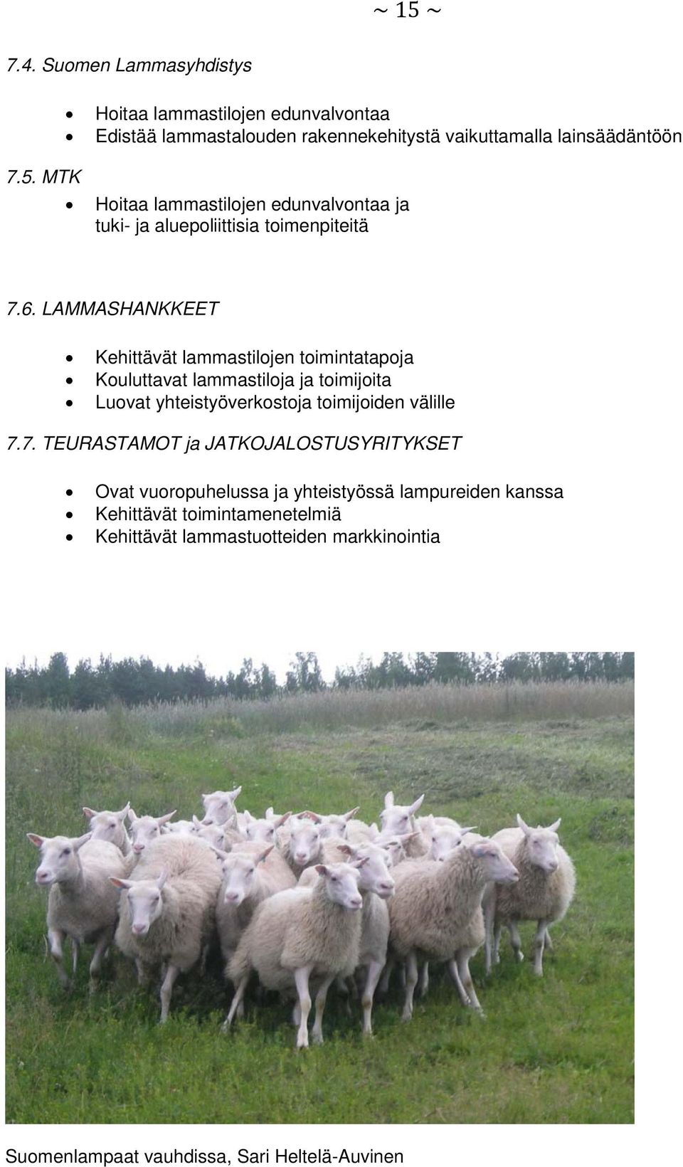 LAMMASHANKKEET Kehittävät lammastilojen toimintatapoja Kouluttavat lammastiloja ja toimijoita Luovat yhteistyöverkostoja toimijoiden välille 7.