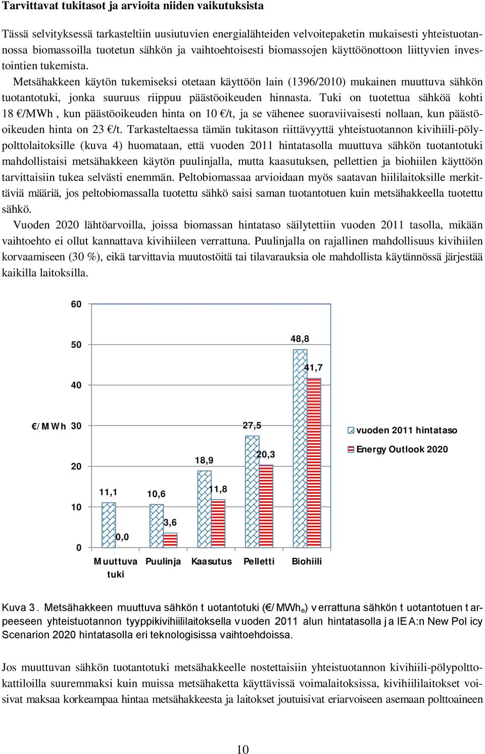 Metsähakkeen käytön tukemiseksi otetaan käyttöön lain (1396/2010) mukainen muuttuva sähkön tuotantotuki, jonka suuruus riippuu päästöoikeuden hinnasta.