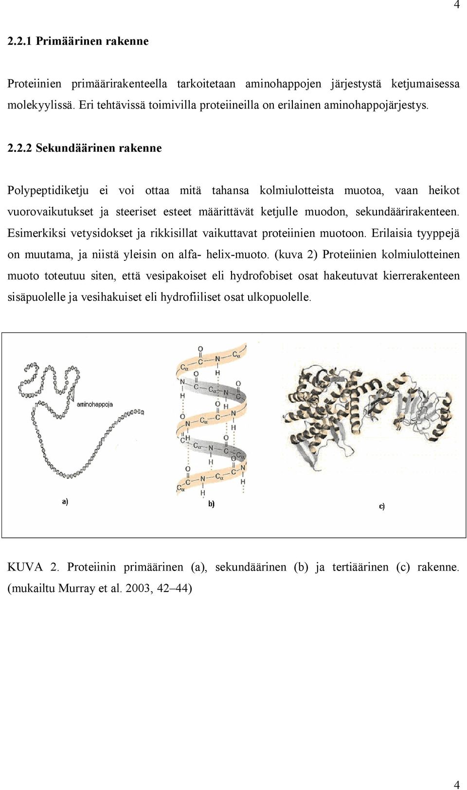 Esimerkiksi vetysidokset ja rikkisillat vaikuttavat proteiinien muotoon. Erilaisia tyyppejä on muutama, ja niistä yleisin on alfa- helix-muoto.