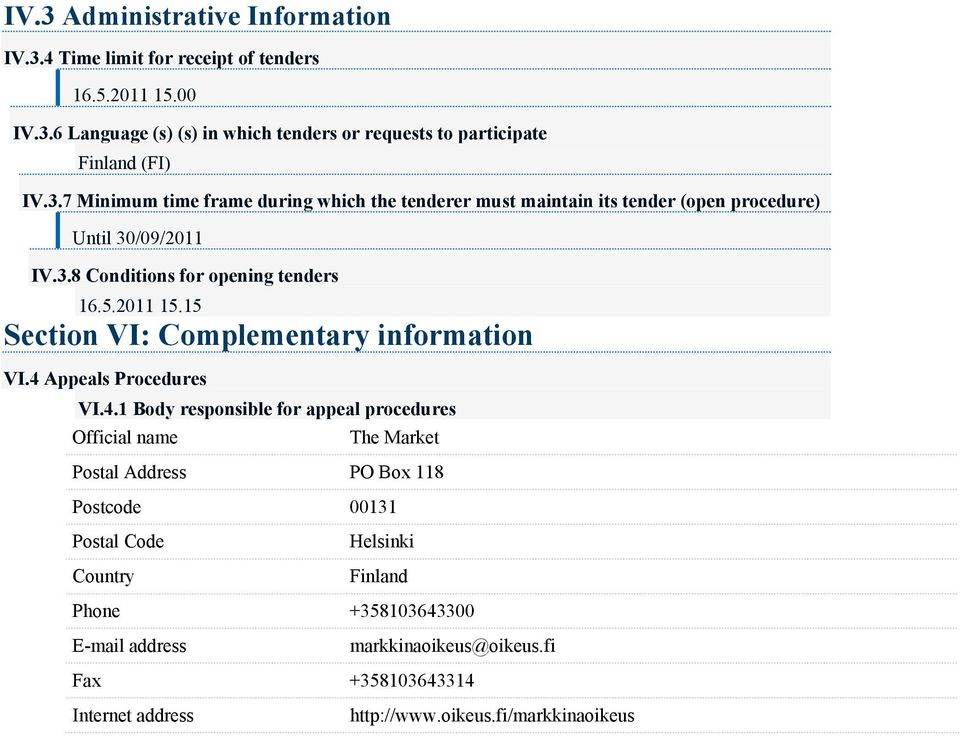 15 Section VI: Complementary information VI.4 