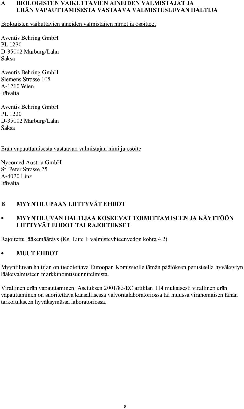 osoite Nycomed Austria GmbH St.