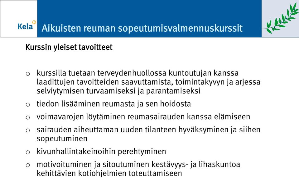 reumasta ja sen hidsta vimavarjen löytäminen reumasairauden kanssa elämiseen sairauden aiheuttaman uuden tilanteen hyväksyminen ja