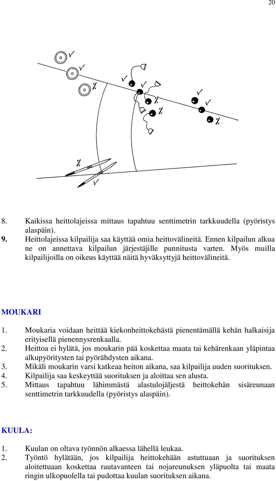 Moukaria voidaan heittää kiekonheittokehästä pienentämällä kehän halkaisija erityisellä pienennysrenkaalla. 2.