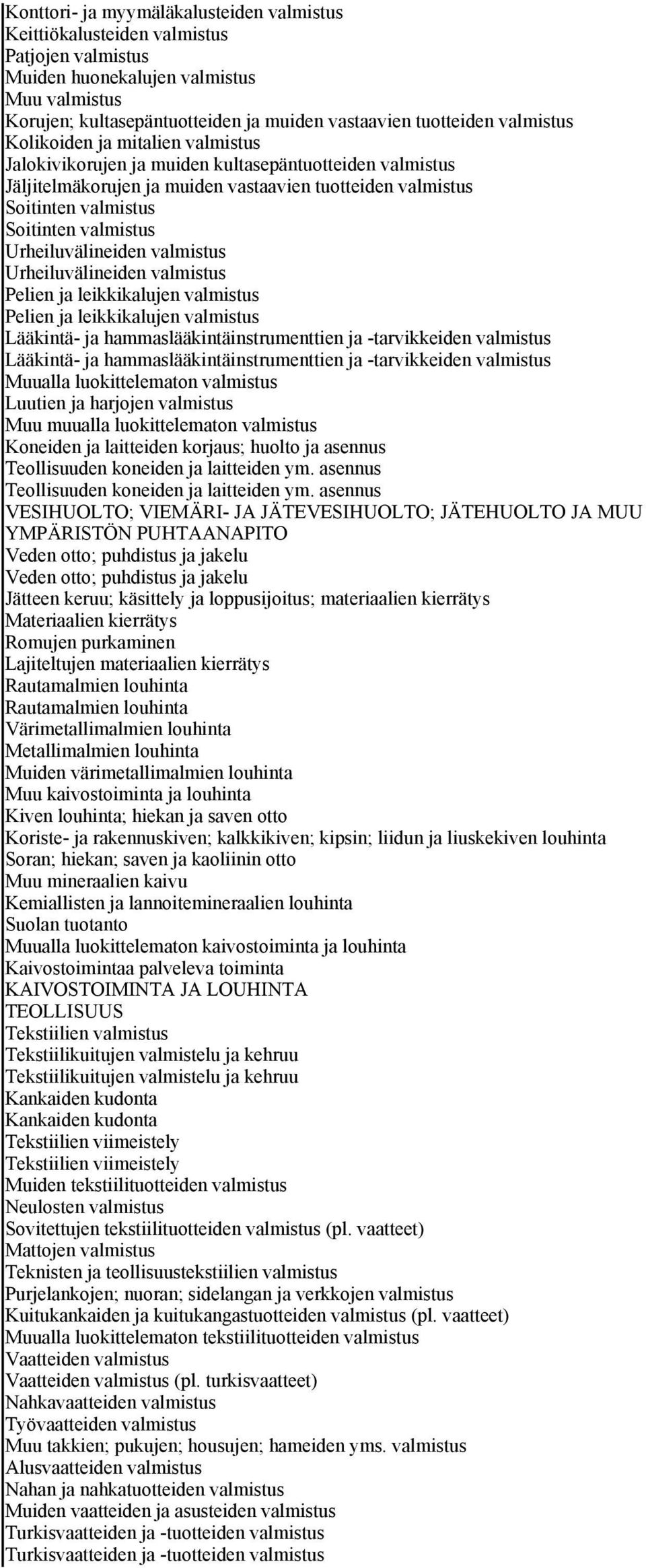 hammaslääkintäinstrumenttien ja -tarvikkeiden Lääkintä- ja hammaslääkintäinstrumenttien ja -tarvikkeiden Muualla luokittelematon Luutien ja harjojen Muu muualla luokittelematon Koneiden ja laitteiden