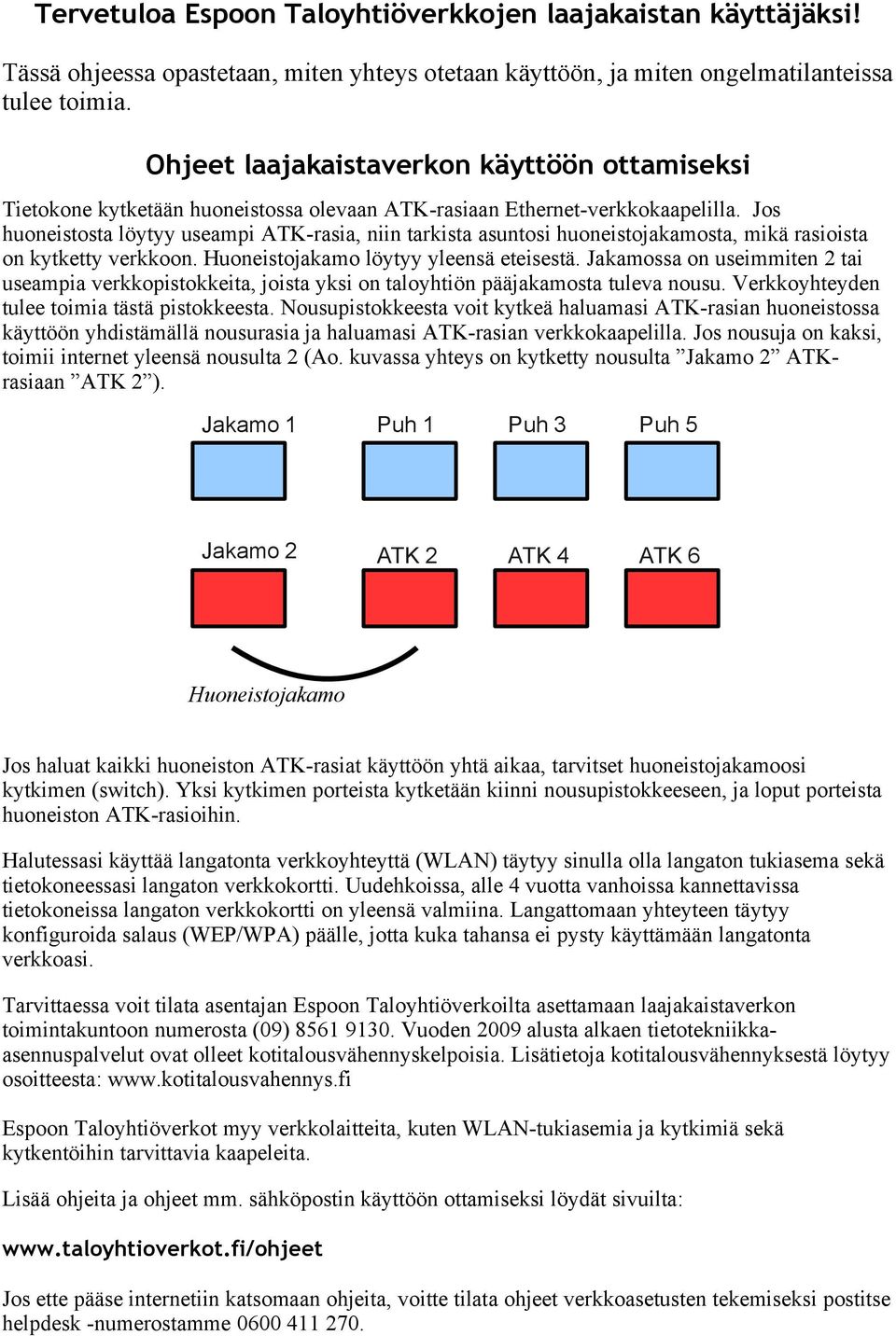 Jos huoneistosta löytyy useampi ATK-rasia, niin tarkista asuntosi huoneistojakamosta, mikä rasioista on kytketty verkkoon. Huoneistojakamo löytyy yleensä eteisestä.