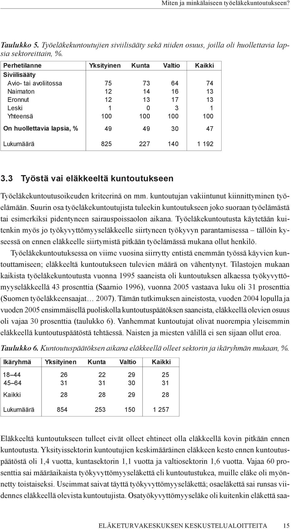 3 Työstä vai eläkkeeltä kuntoutukseen Työeläkekuntoutusoikeuden kriteerinä on mm. kuntoutujan vakiintunut kiinnittyminen työelämään.