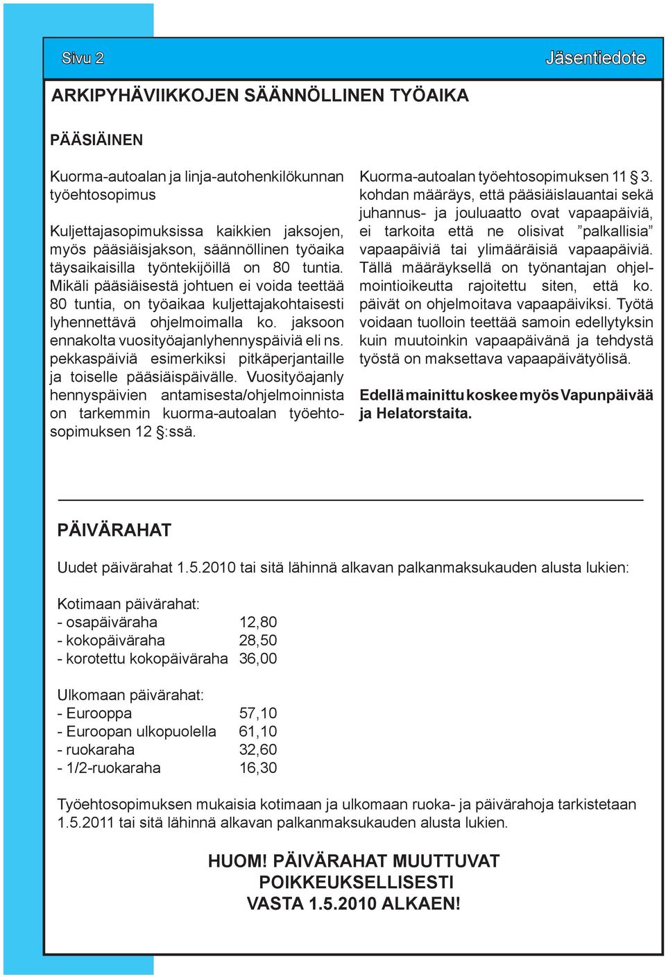 jaksoon ennakolta vuosityöajanlyhennyspäiviä eli ns. pekkaspäiviä esimerkiksi pitkäperjantaille ja toiselle pääsiäispäivälle.