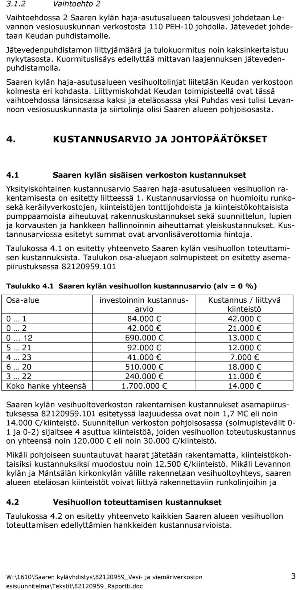 Saaren kylän haja-asutusalueen vesihuoltolinjat liitetään Keudan verkostoon kolmesta eri kohdasta.