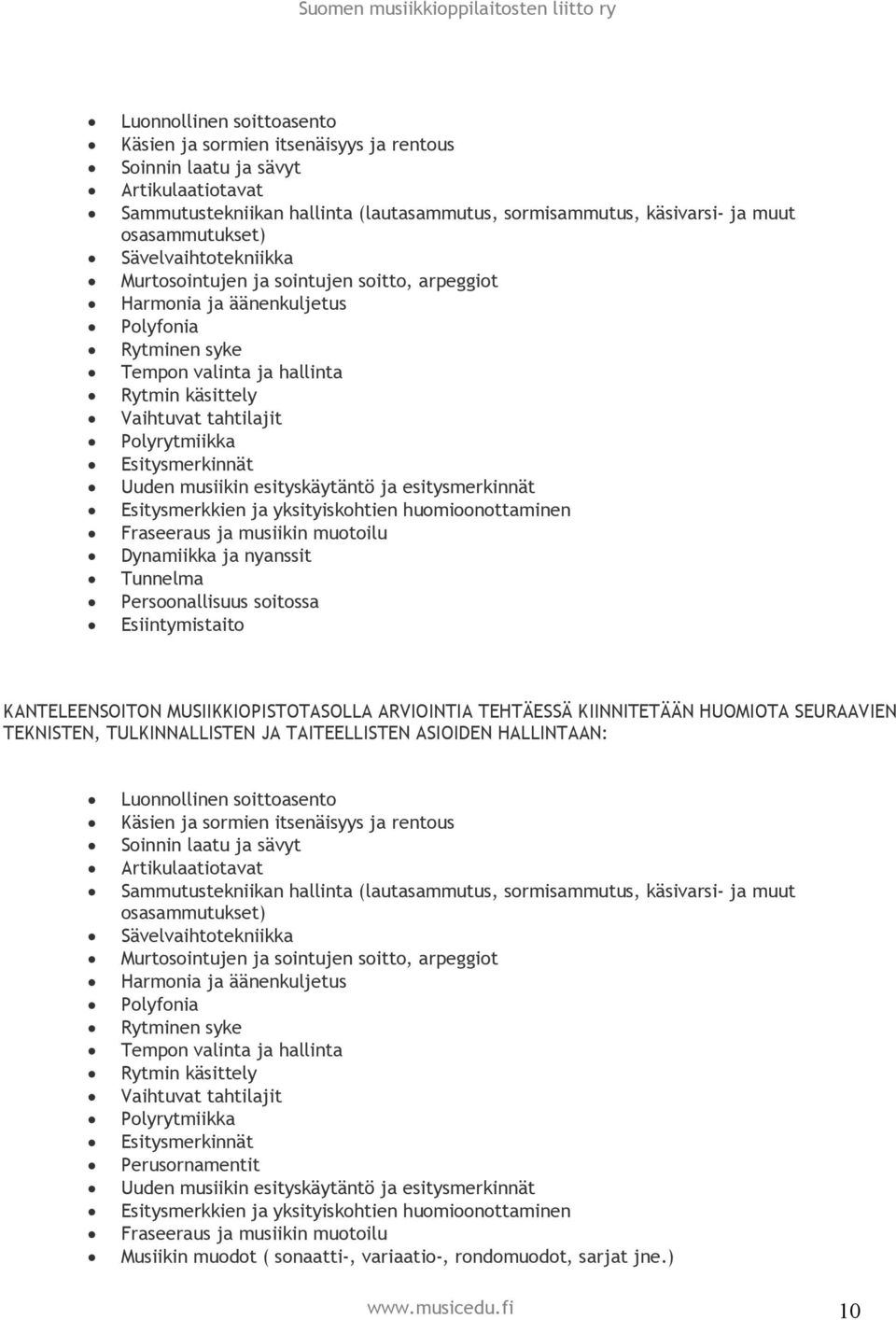 Polyrytmiikka Esitysmerkinnät Uuden musiikin esityskäytäntö ja esitysmerkinnät Esitysmerkkien ja yksityiskohtien huomioonottaminen Fraseeraus ja musiikin muotoilu Dynamiikka ja nyanssit Tunnelma