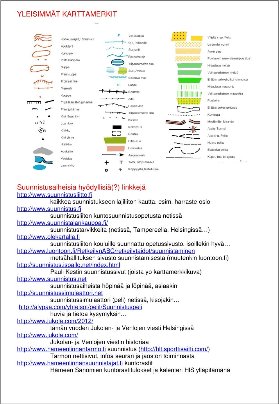 fi/retkeilynabc/retkeilytaidot/suunnistaminen metsähallituksen sivusto suunnistamisesta (muutenkin luontoon.fi) http://suunnistus.isoallo.net/index.