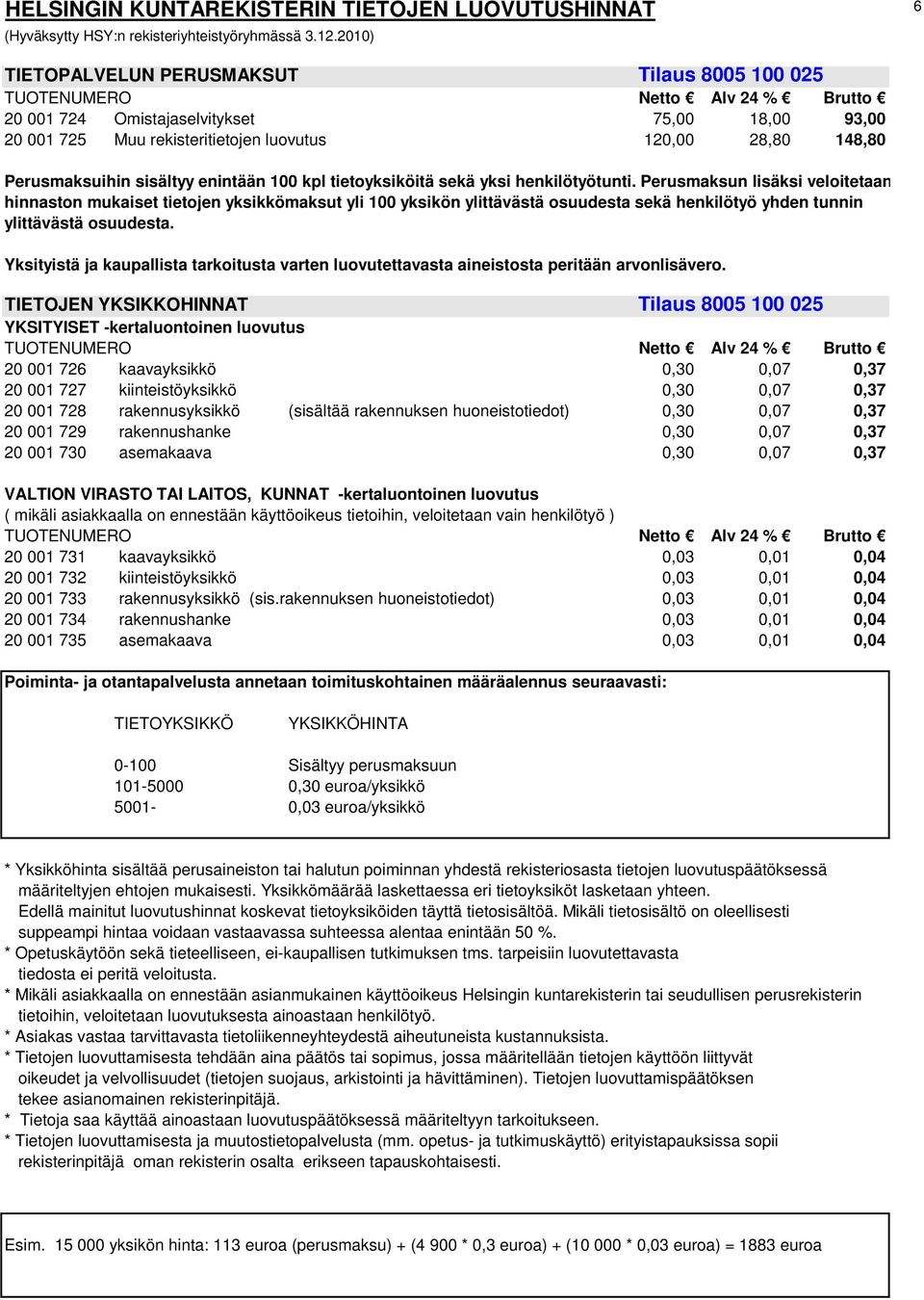 100 kpl tietoyksiköitä sekä yksi henkilötyötunti.