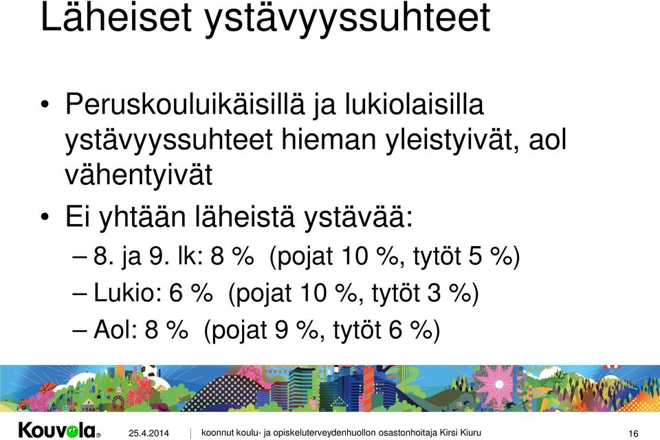 läheistä ystävää: 8. ja 9.