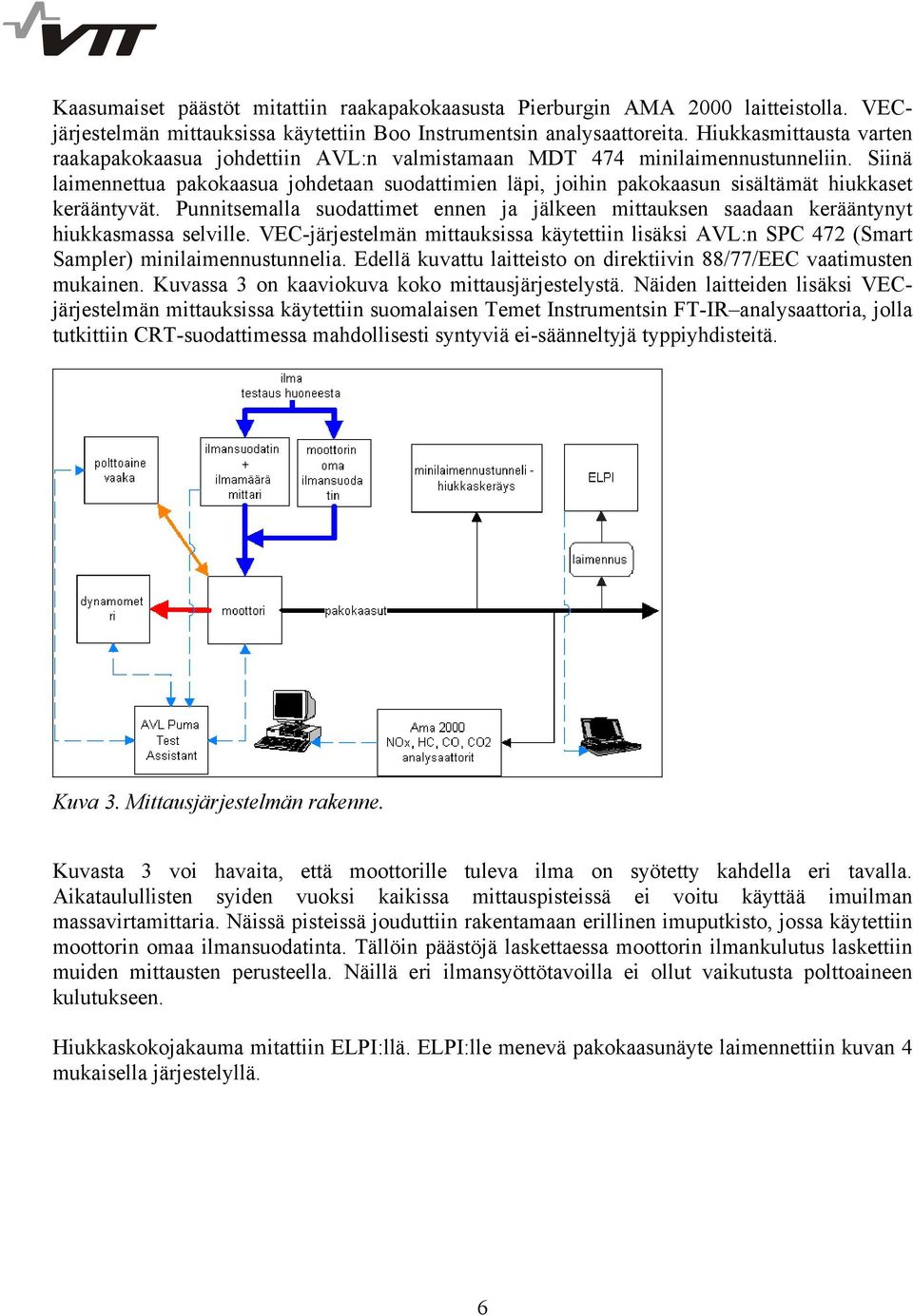 Siinä laimennettua pakokaasua johdetaan suodattimien läpi, joihin pakokaasun sisältämät hiukkaset kerääntyvät.