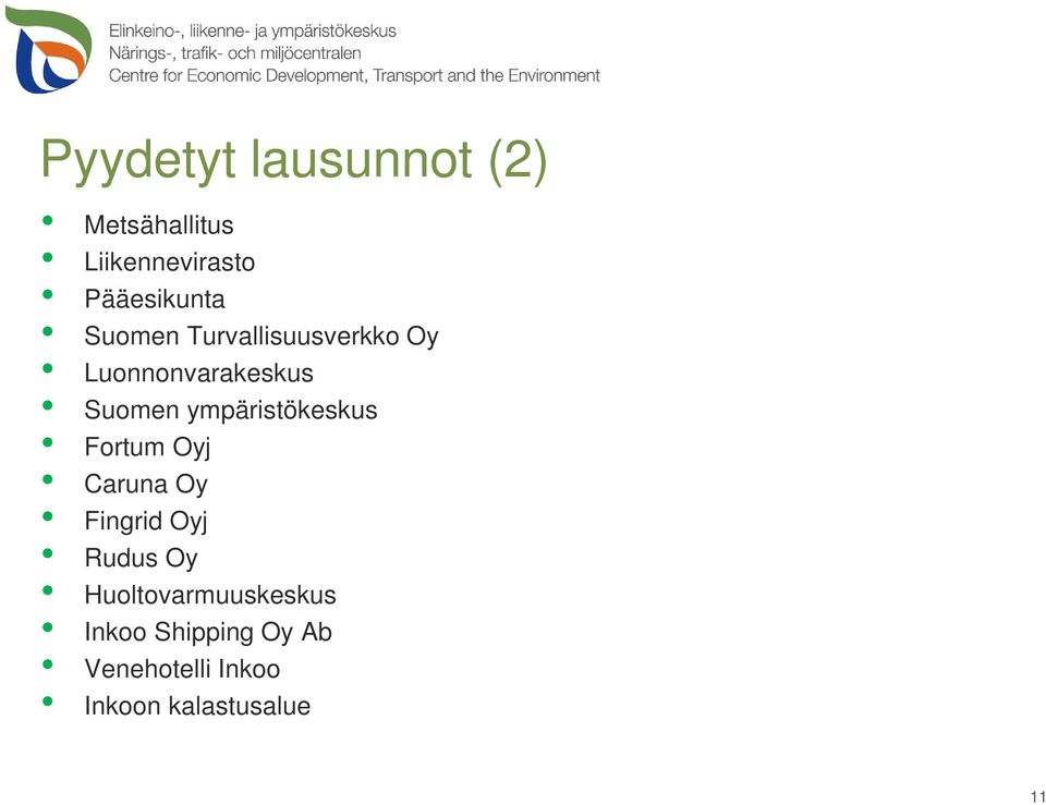 ympäristökeskus Fortum Oyj Caruna Oy Fingrid Oyj Rudus Oy