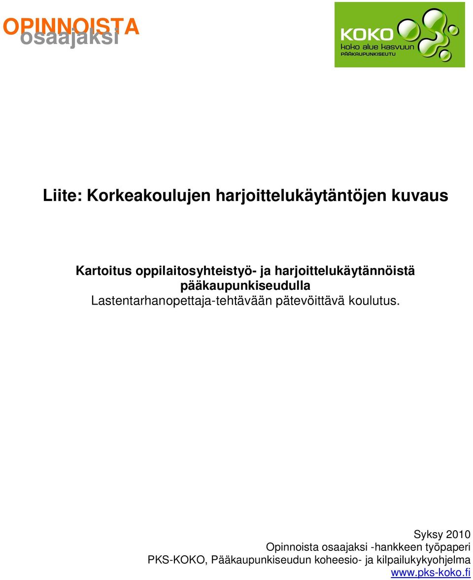 Lastentarhanopettaja-tehtävään pätevöittävä koulutus.
