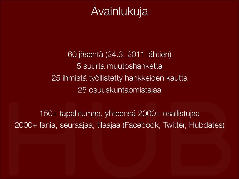 työllistetty hankkeiden kautta 25 osuuskuntaomistajaa 150+