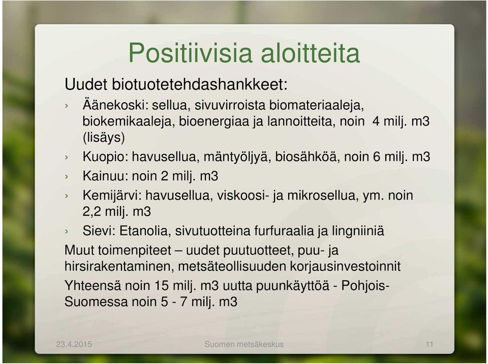 m3 Kemijärvi: havusellua, viskoosi- ja mikrosellua, ym. noin 2,2 milj.