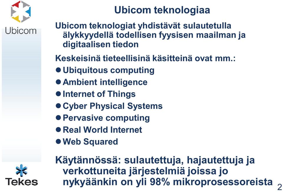 : Ubiquitous computing Ambient intelligence Internet of Things Cyber Physical Systems Pervasive computing