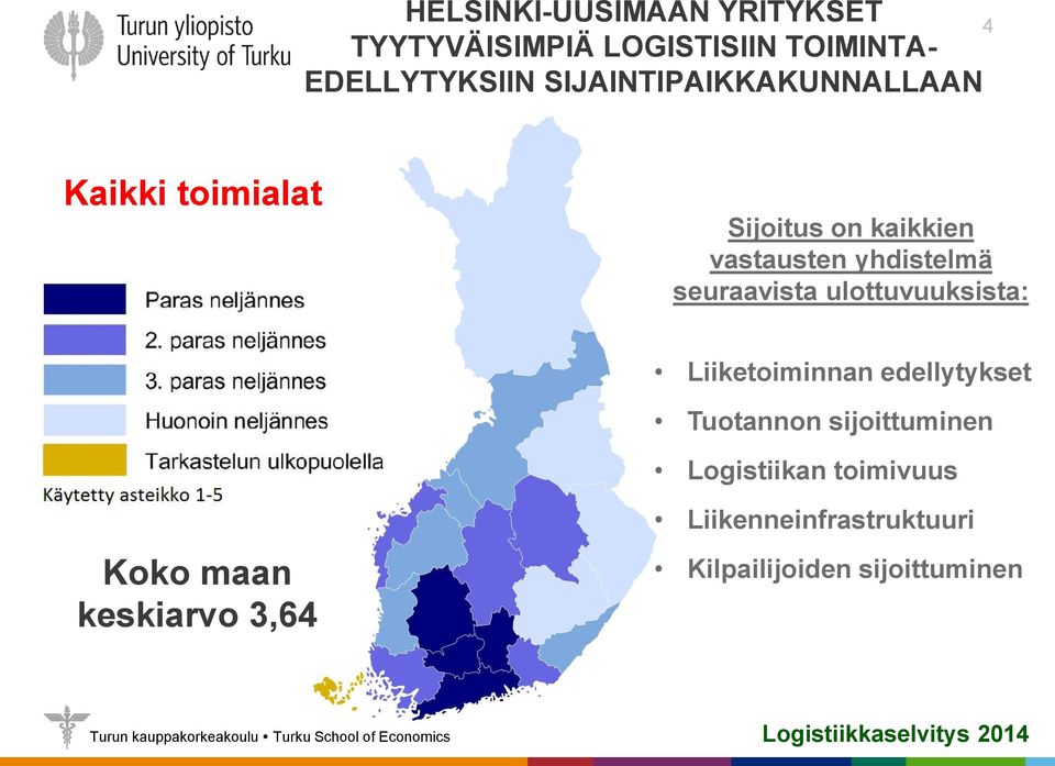 seuraavista ulottuvuuksista: Liiketoiminnan edellytykset Tuotannon sijoittuminen