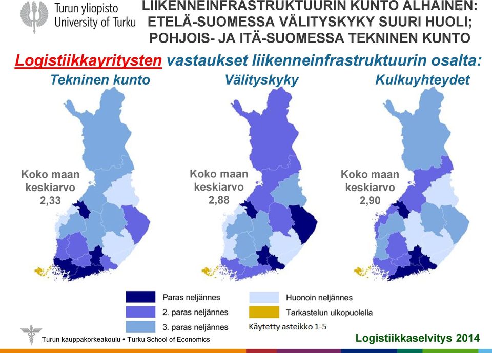 vastaukset liikenneinfrastruktuurin osalta: Tekninen kunto Välityskyky