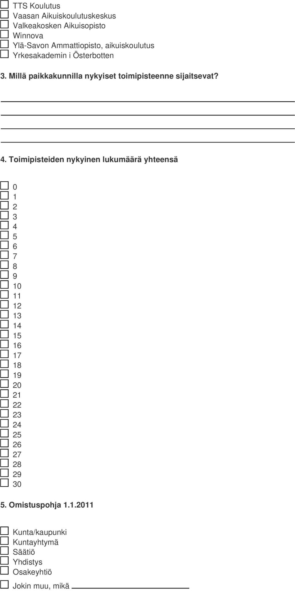 Toimipisteiden nykyinen lukumäärä yhteensä 0 1 2 3 4 5 6 7 8 9 10 11 12 13 14 15 16 17 18 19 20 21 22 23