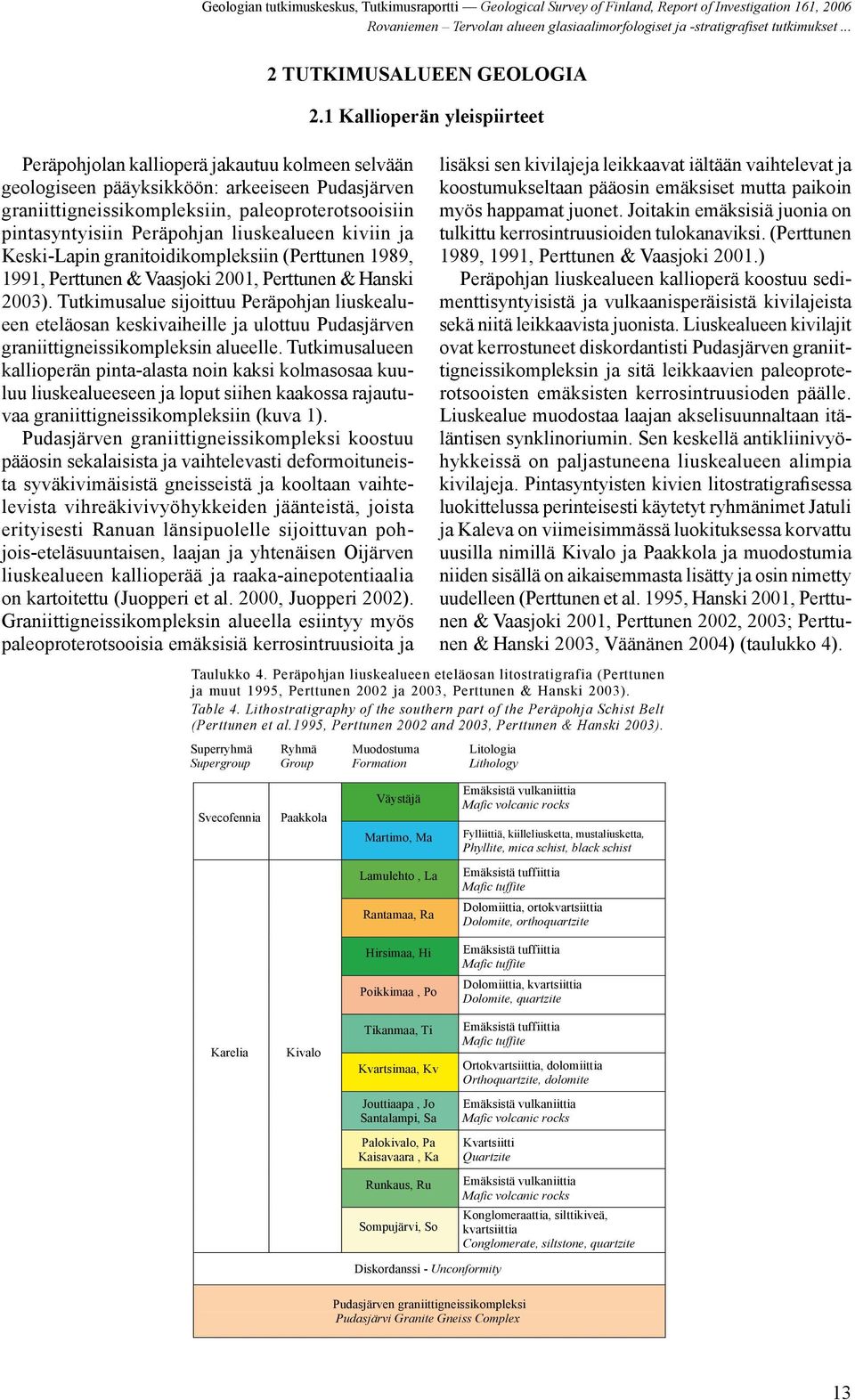 ja Keski-Lapin granitoidikompleksiin (Perttunen 1989, 1991, Perttunen & Vaasjoki 2001, Perttunen & Hanski 2003).