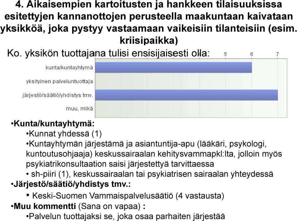 yksikön tuottajana tulisi ensisijaisesti olla: Kunta/kuntayhtymä: Kunnat yhdessä (1) Kuntayhtymän järjestämä ja asiantuntija-apu (lääkäri, psykologi, kuntoutusohjaaja)