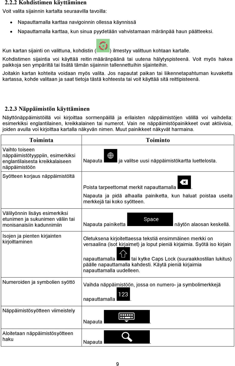 Voit myös hakea paikkoja sen ympäriltä tai lisätä tämän sijainnin tallennettuihin sijainteihin. Joitakin kartan kohteita voidaan myös valita.