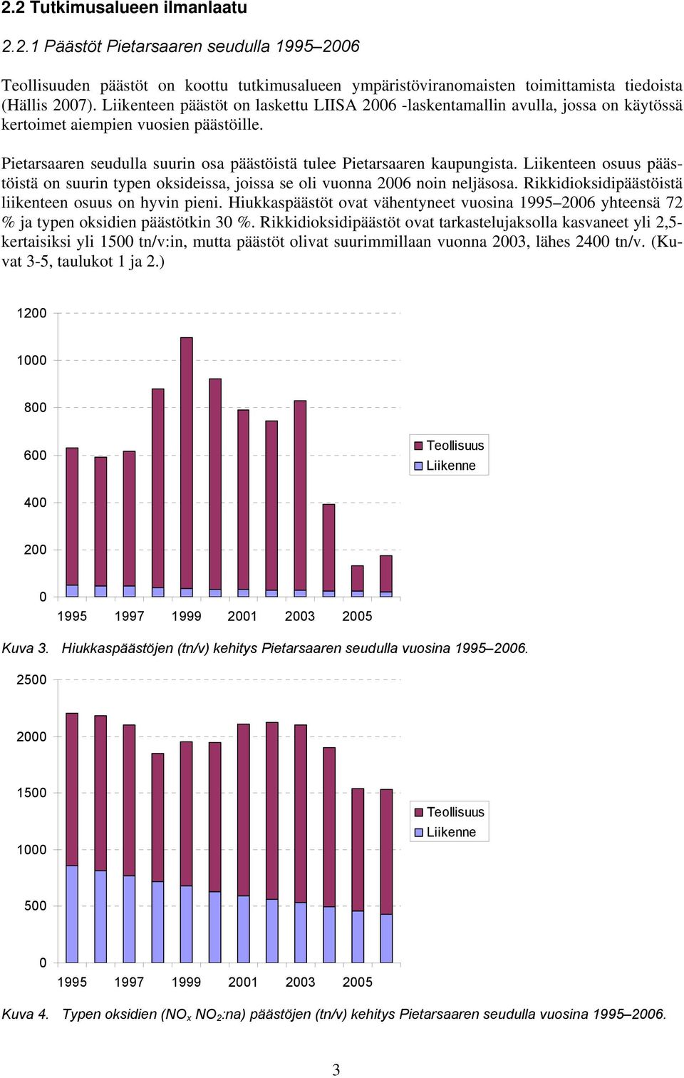 Liikenteen osuus päästöistä on suurin typen oksideissa, joissa se oli vuonna 2006 noin neljäsosa. Rikkidioksidipäästöistä liikenteen osuus on hyvin pieni.