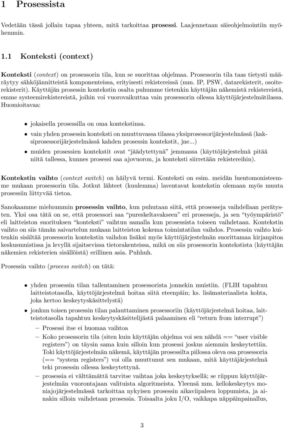 IP, PSW, datarekisterit, osoiterekisterit).