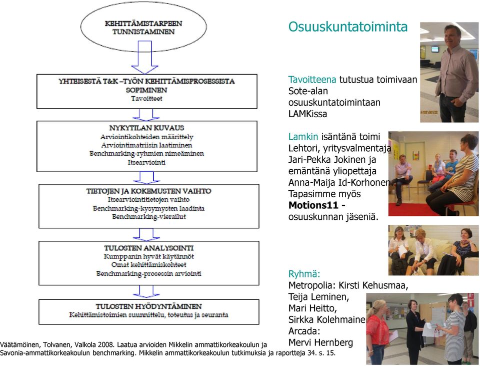 Väätämöinen, Tolvanen, Valkola 2008. Laatua arvioiden Mikkelin ammattikorkeakoulun ja Savonia-ammattikorkeakoulun benchmarking.
